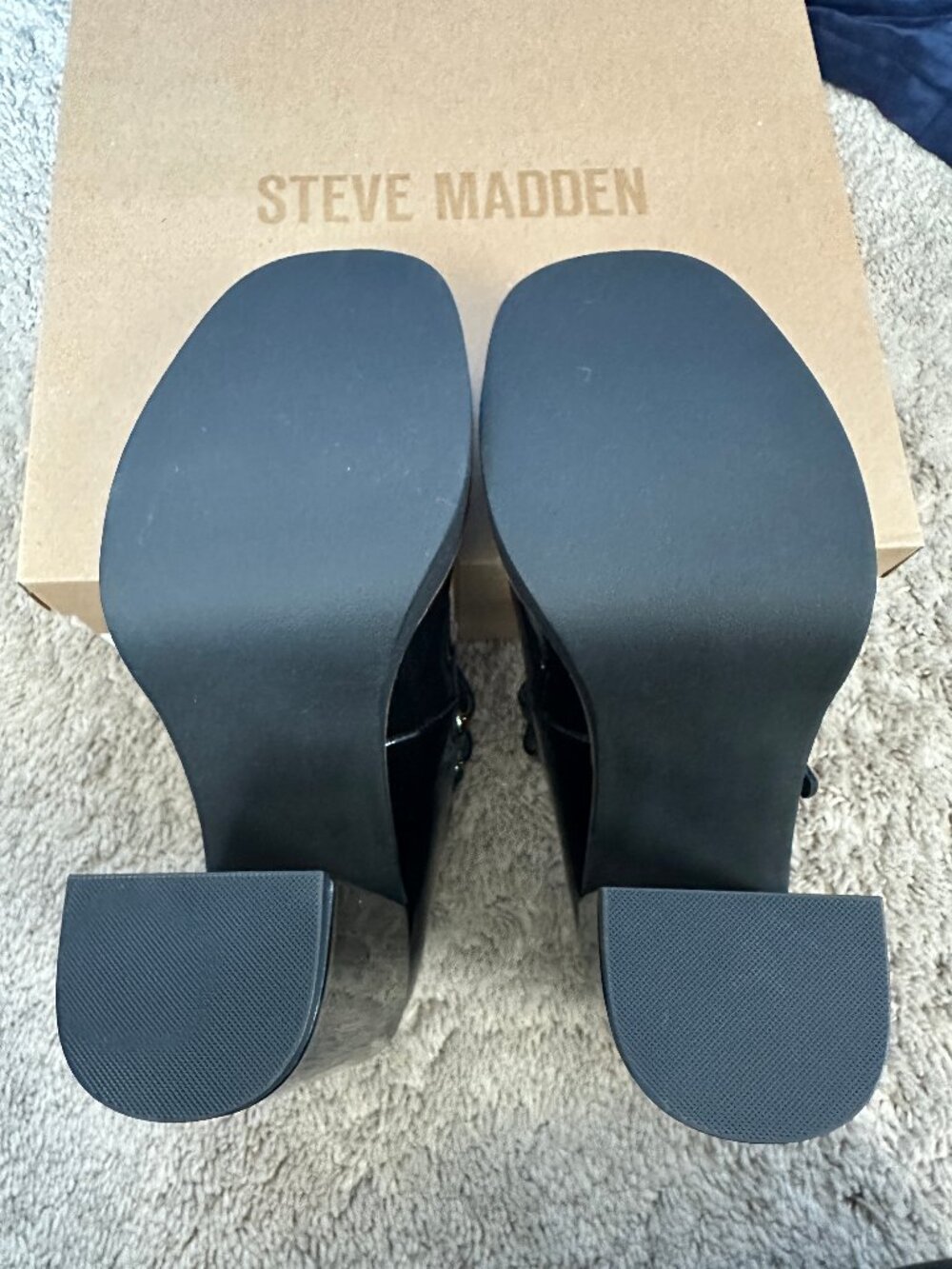 Steve Madden Twice Mary Jane Women's 10 Black Patent Platform Shoes - Picture 2 of 5